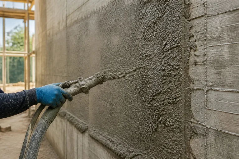 Application de gobetis sur mur en beton