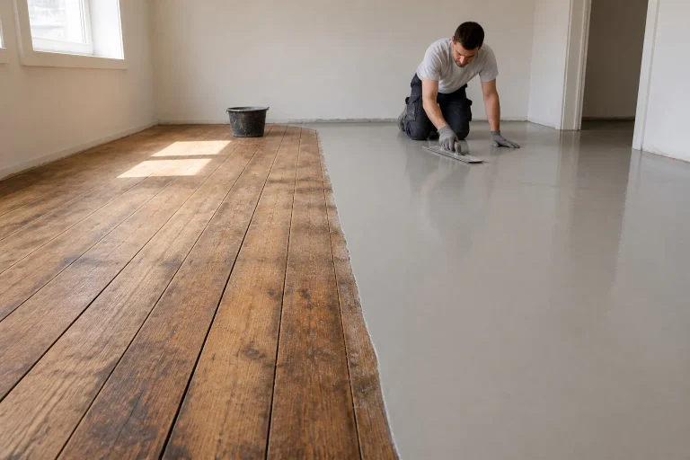 Renovation de sol ancien bois et ragreage neuf